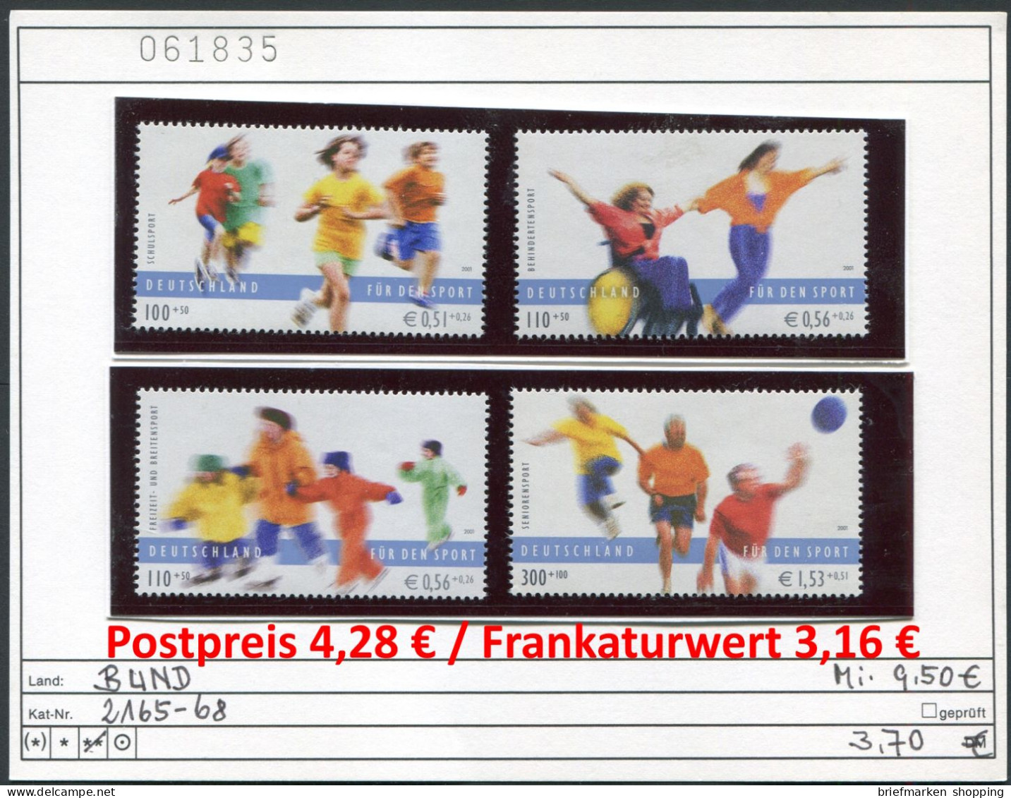 Bundesrepublik 2001 - Germany 2001 - Allemagne 2001 - Michel 2165-2168 -  ** Mnh Neuf Postfris - Ungebraucht