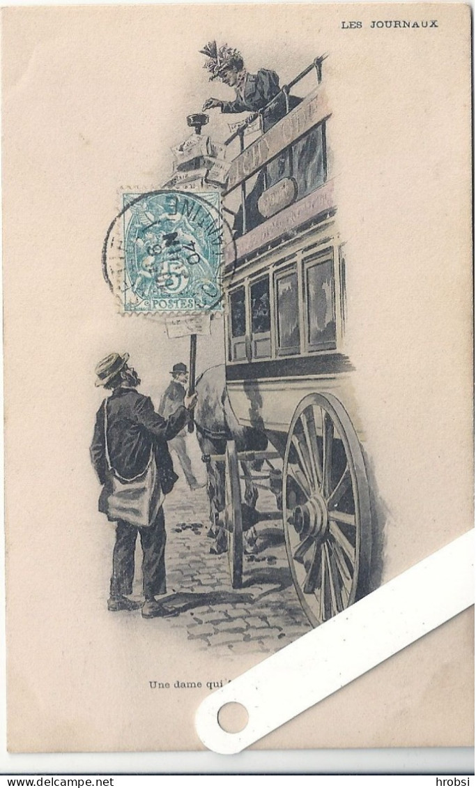 Illustrateur Kauffmann Paul, Métiers  Journaux,  Une Dame Qui Fait Monter Le Tirage, Transport - Kauffmann, Paul