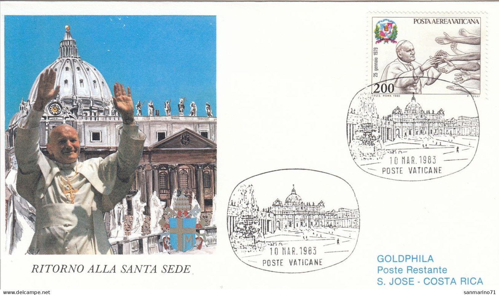 VATICAN Cover 3-12,popes Travel 1983 - Covers & Documents