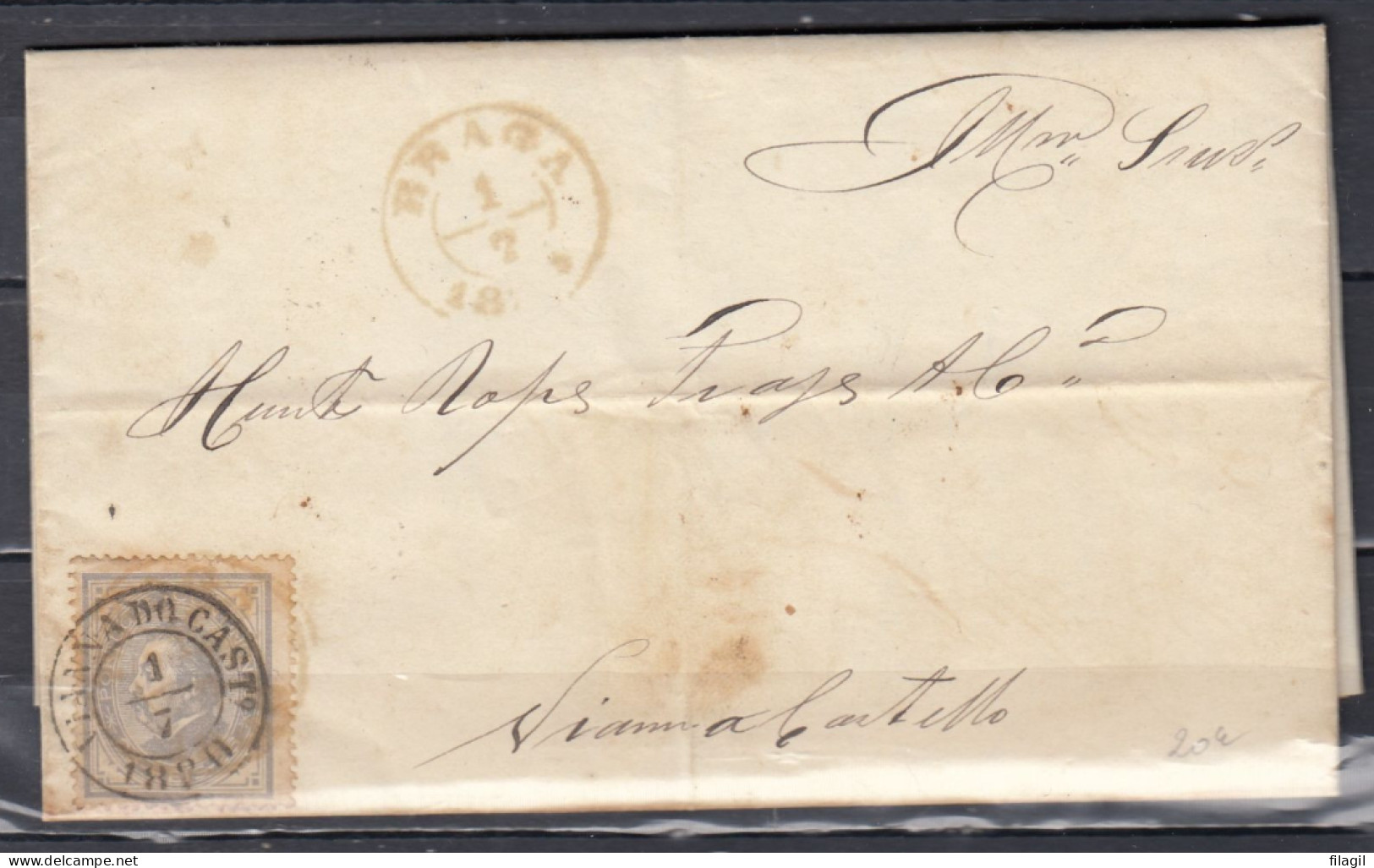 Brief Van Vianna Do Cast Via Braga Naar Viam A Latello (frankrijk) 1/7/1880 - Lettres & Documents