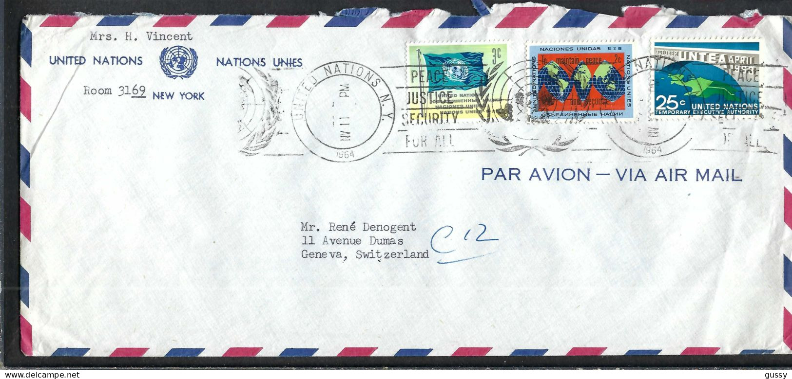 NATIONS UNIES Ca.1964: LSC De New York à Genève (Suisse) - Lettres & Documents