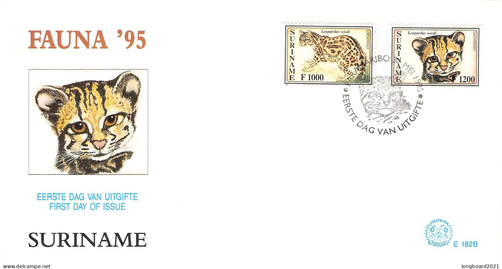 SURINAME - FDC 1995 WWF - LEOPARDUS / 4089 - Surinam