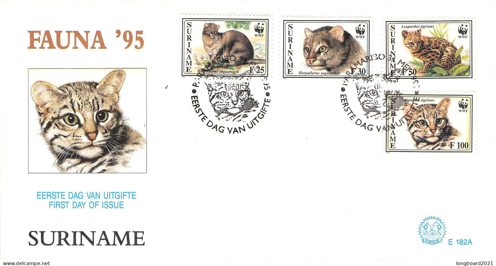 SURINAME - FDC 1995 WWF - LEOPARDUS / 4089 - Surinam