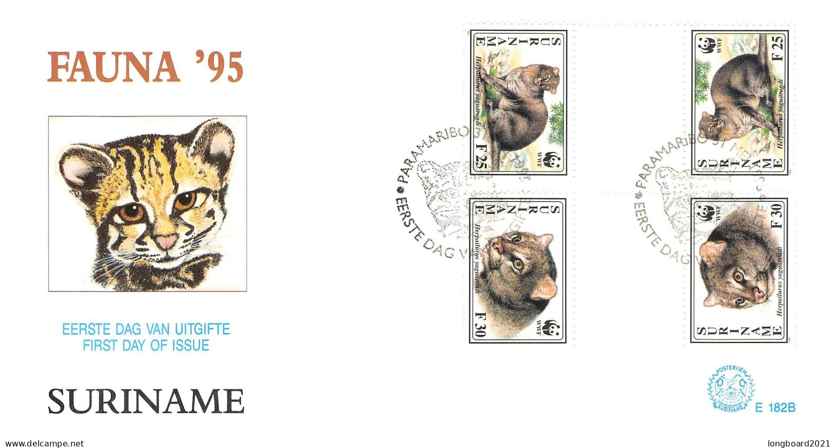 SURINAME - FDC 1995 WWF - LEOPARDUS / 4090 - Suriname