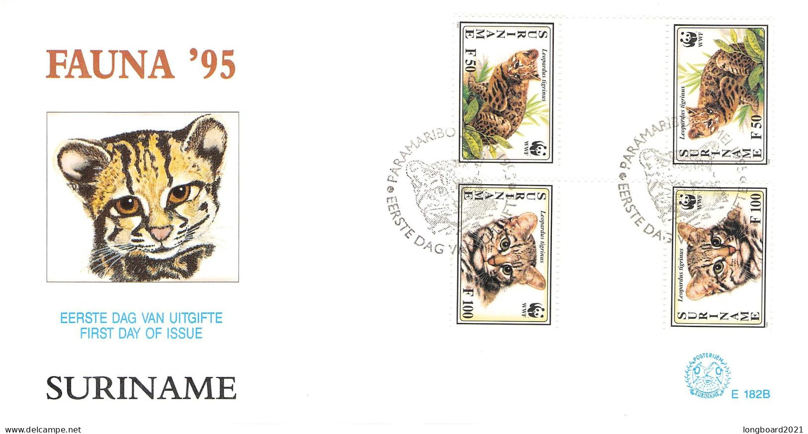 SURINAME - FDC 1995 WWF - LEOPARDUS / 4090 - Suriname