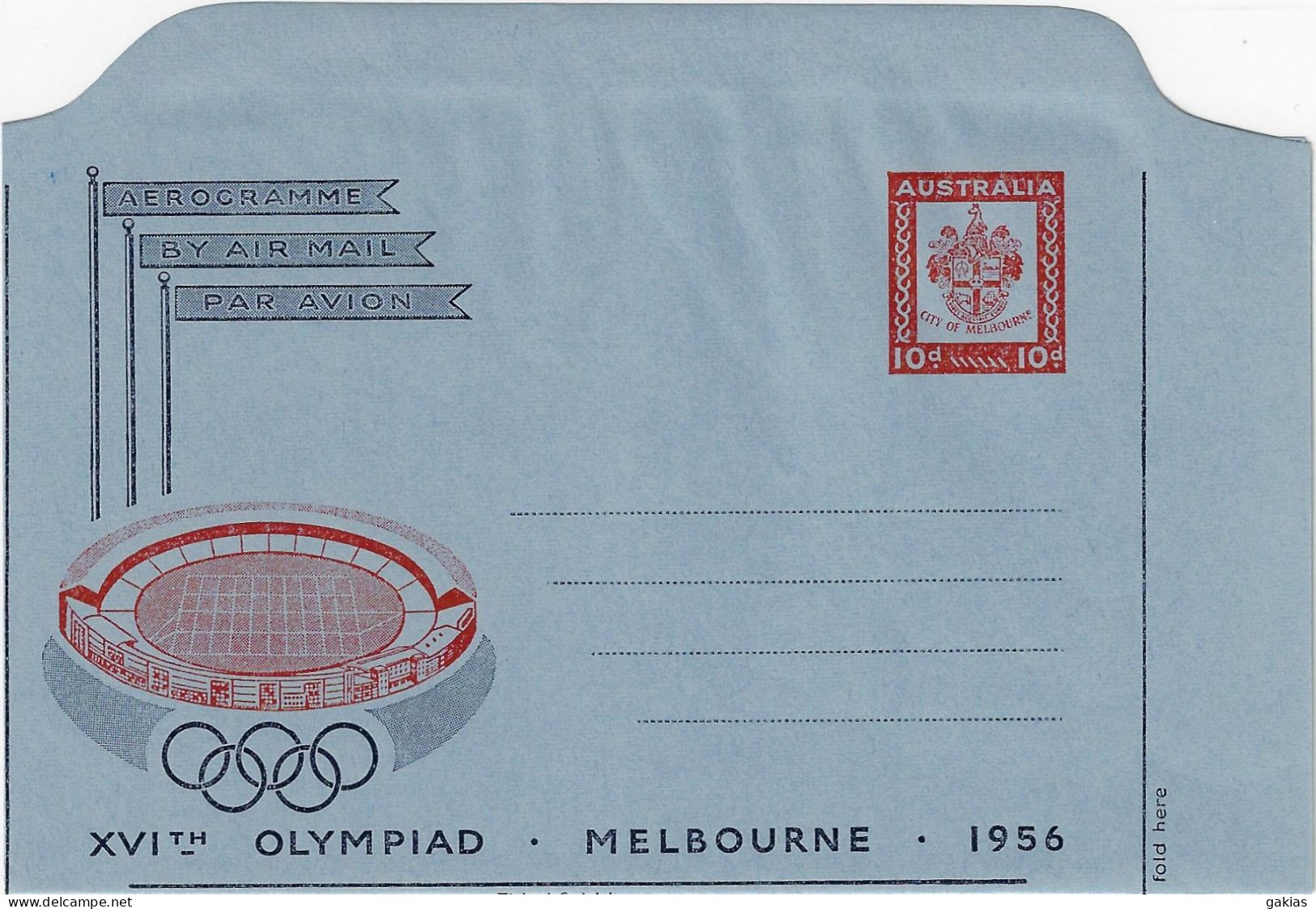 1956 AUSTRALIA MELBOURNE OLYMPICS AEROGRAMME UNUSED. - Covers & Documents