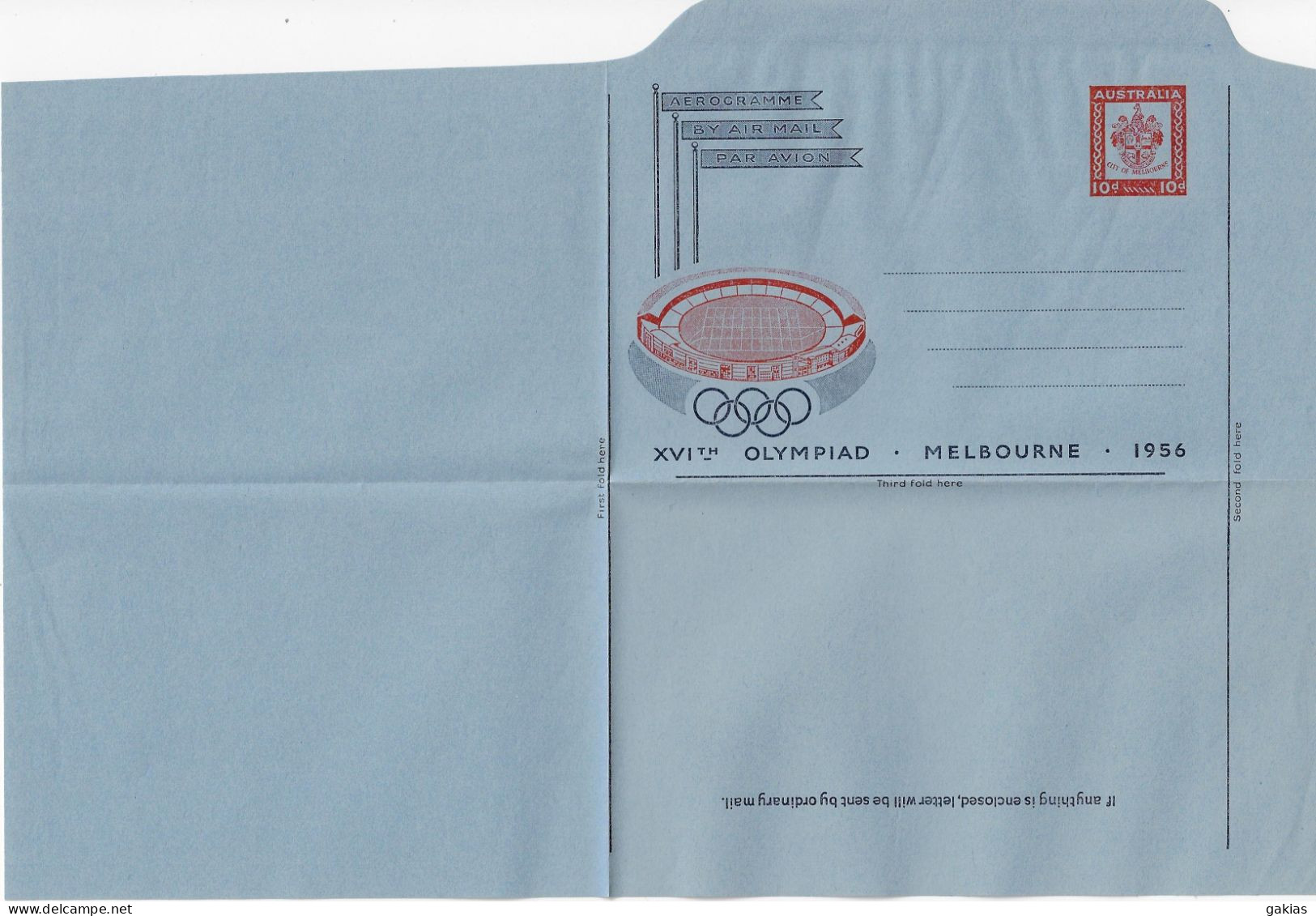 1956 AUSTRALIA MELBOURNE OLYMPICS AEROGRAMME UNUSED. - Covers & Documents