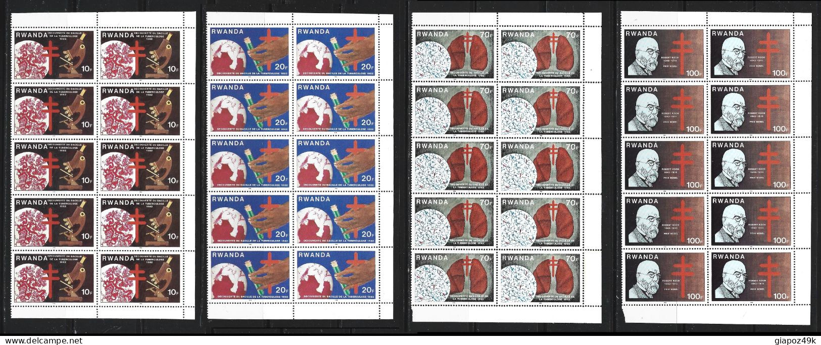 ● RWANDA 1982 RUANDA ֍ Tuberculose ֍ Serie Completa X 10 ● Cat 62 € ● Lotto N. XX ● - Unused Stamps