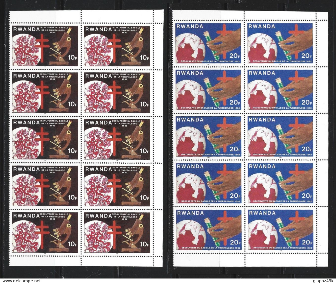 ● RWANDA 1982 RUANDA ֍ Tuberculose ֍ Serie Completa X 10 ● Cat 62 € ● Lotto N. XX ● - Ungebraucht
