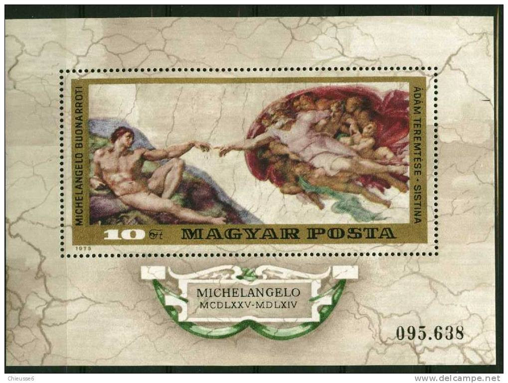 (B 17) Hongrie ** Bloc N° 116 - 500e Ann. De La Naissance De Michel-Ange - Ongebruikt