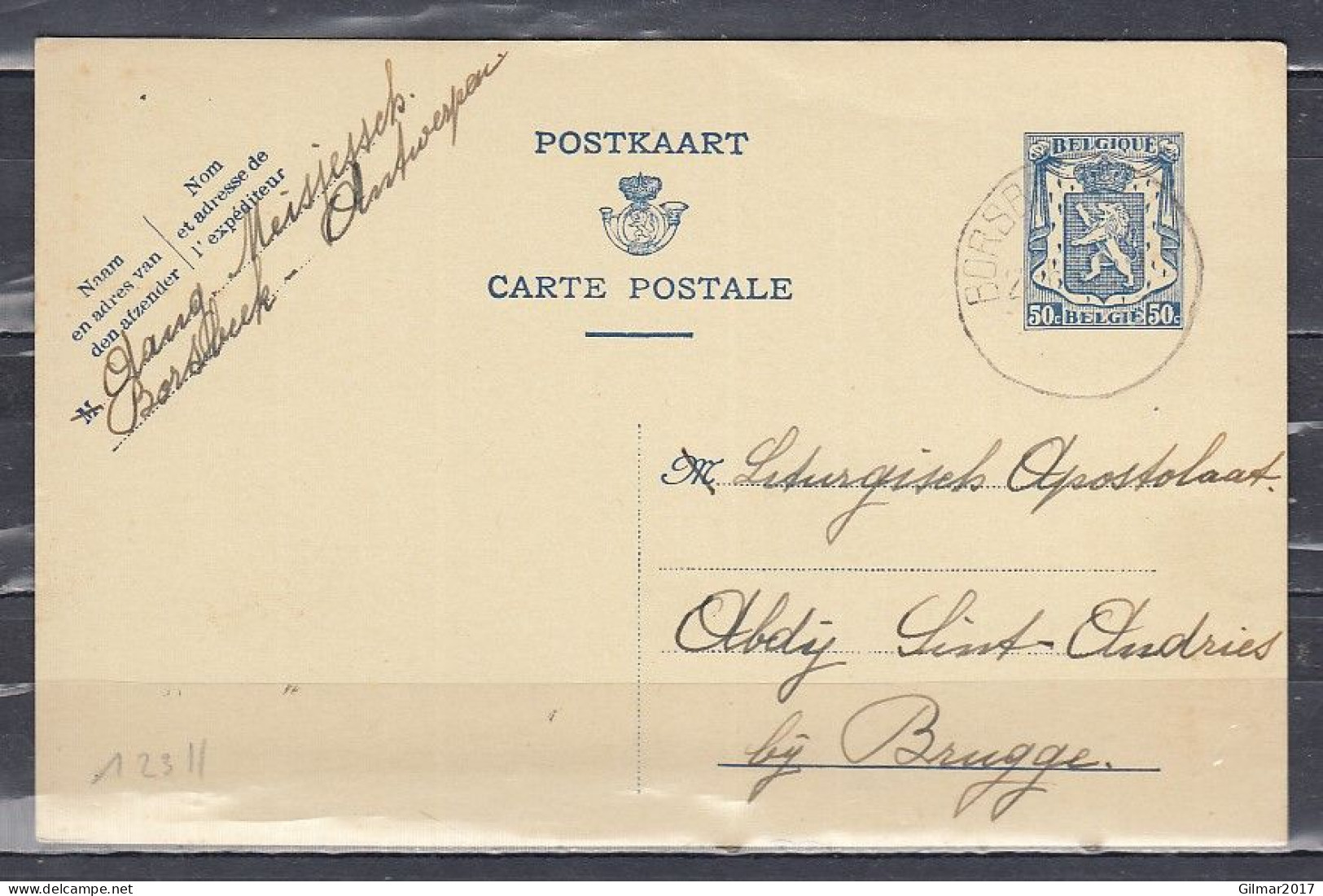 Postkaart Van Borsbeek Naar Sint Andries - 1935-1949 Small Seal Of The State