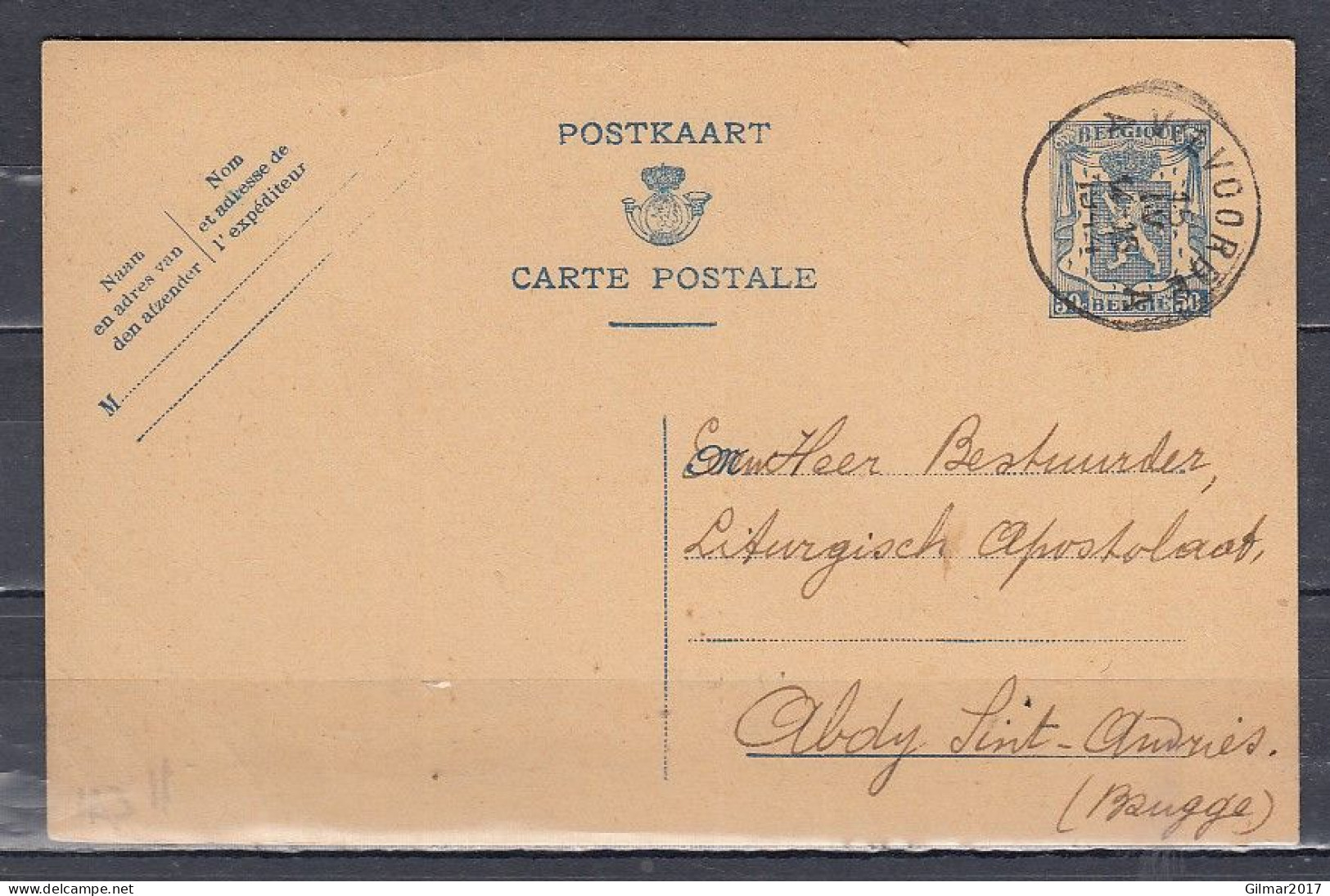 Postkaart Van Vilvoorde A Naar Sint Andries - 1935-1949 Small Seal Of The State