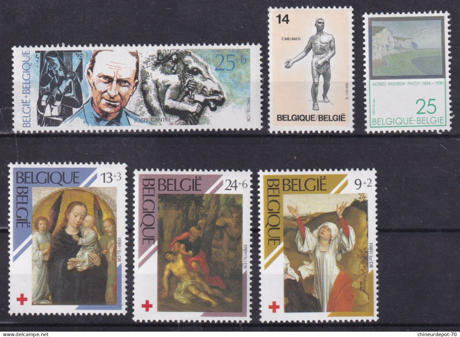 petit lot de timbres faciale 1062 fr 26,32 euro belge non classé neufs sans charnières ** voir 10 fotos **