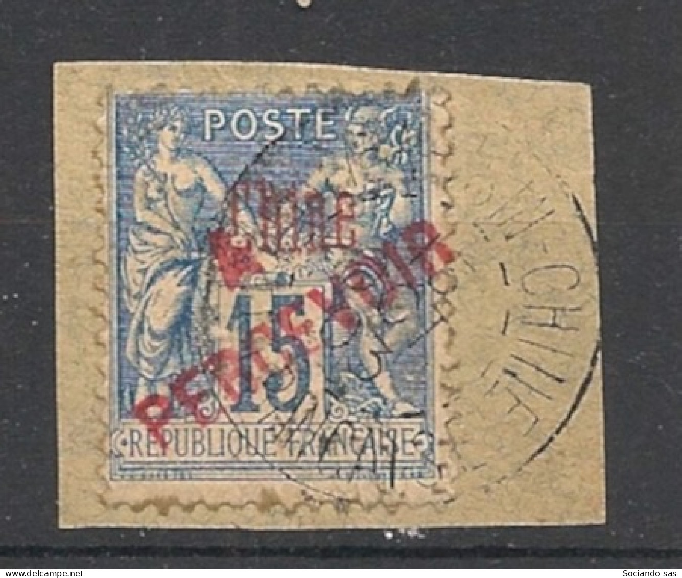 CHINE - 1903 - N°YT. 15 - Type Sage 15c Bleu - Oblitéré / Used - Sur Fragment - Timbres-taxe
