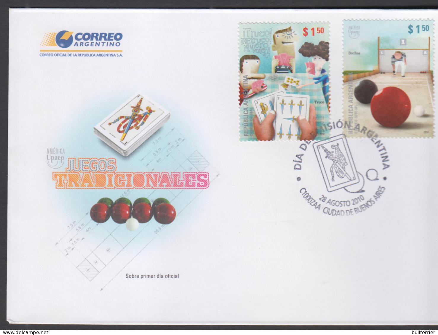TRADITIONAL GAMES - ARGENTINA -  2010 - ETHNIC GAMES SET OF 2  ON  ILLUSTRATED FDC - Unclassified