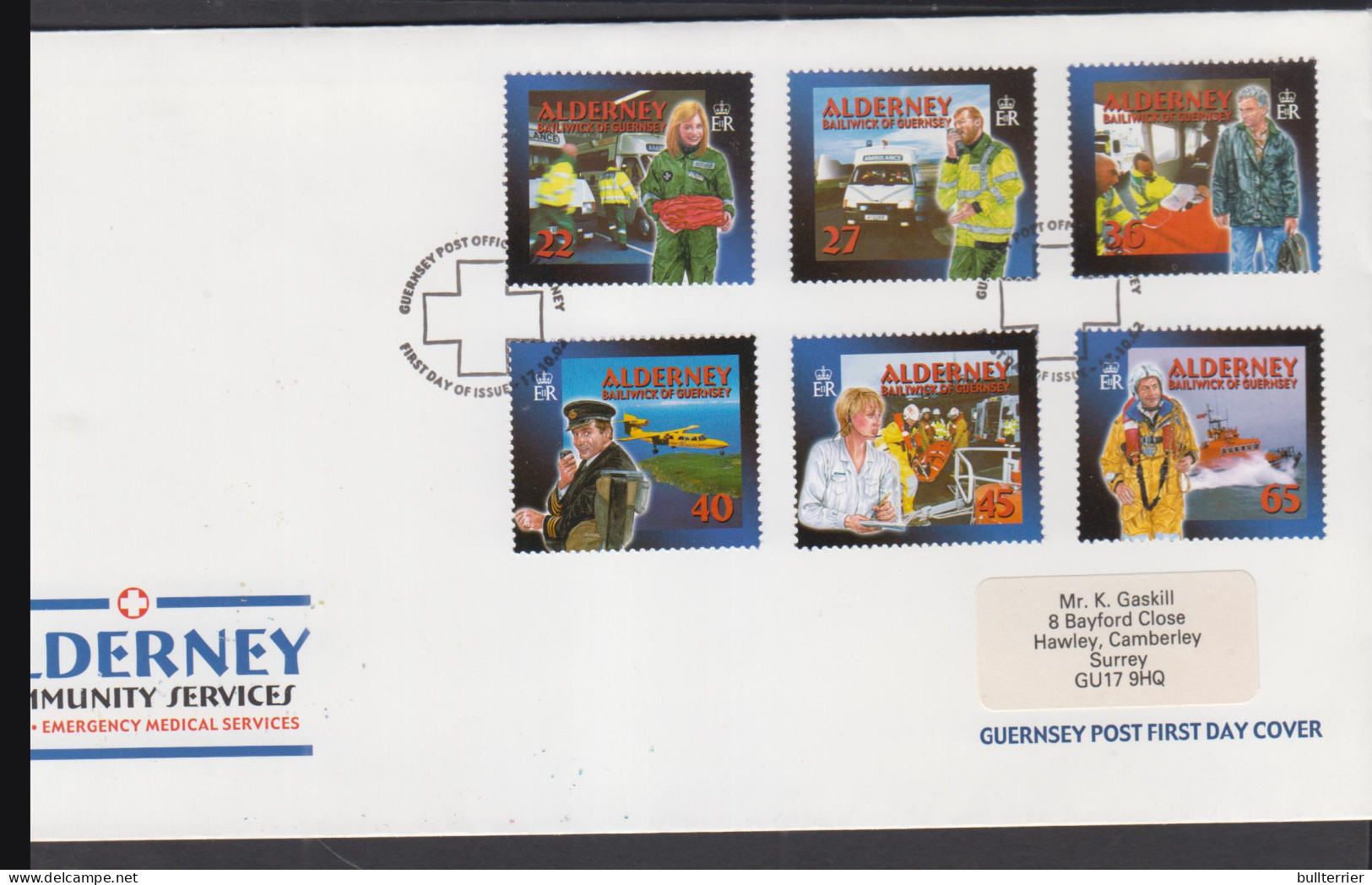 MEMDICINS- ALDERNEY - 1972- EMERGENCY SERVICES SET OF 6   ON  ILLUSTRATED FDC  - Accidents & Road Safety