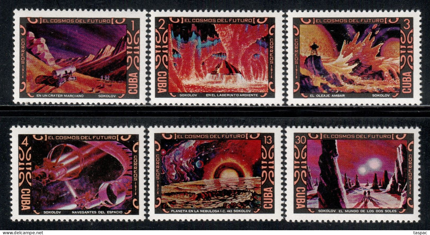 Cuba 1974 Mi# 1956-1961 ** MNH - Science Fiction / Cosmonauts Day / Space - North  America