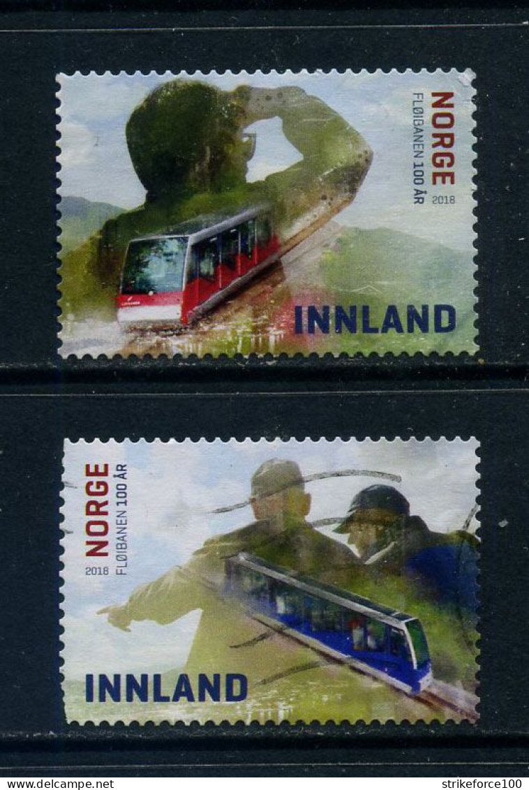 Norway 2018 Floibanen, Trams Used Set Of 2. - Oblitérés