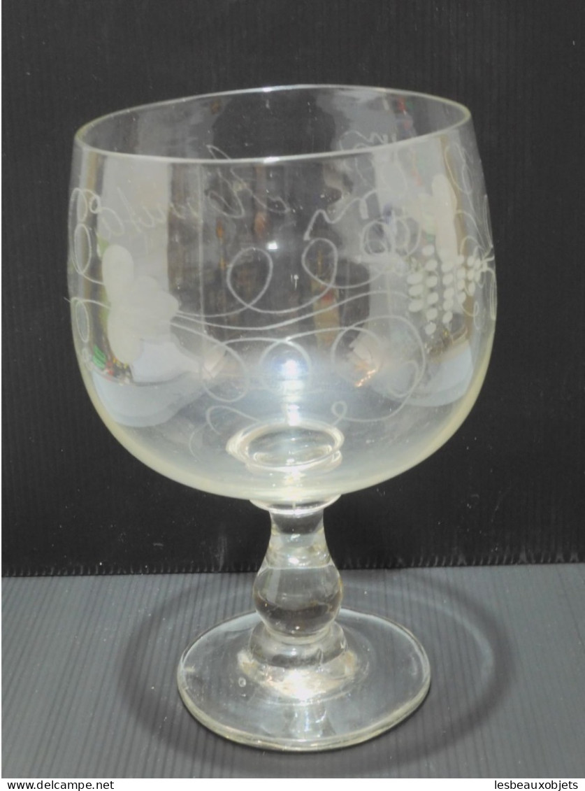 -ANCIEN TRES GRAND VERRE RINCE RAISIN Gravé AMITIE Pampres & GRAPPES RAISIN   E - Vetro & Cristallo