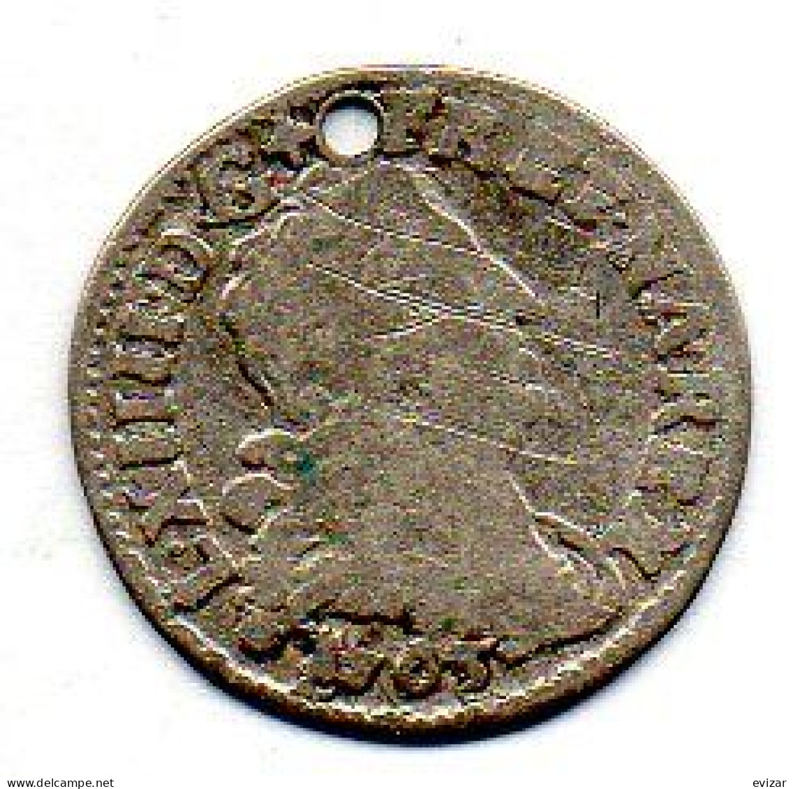 FRANCE, 5 Sols, Silver, Year 1705, Dy Royales # 1566, HOLED - 1715-1774 Ludwig XV. Der Vielgeliebte