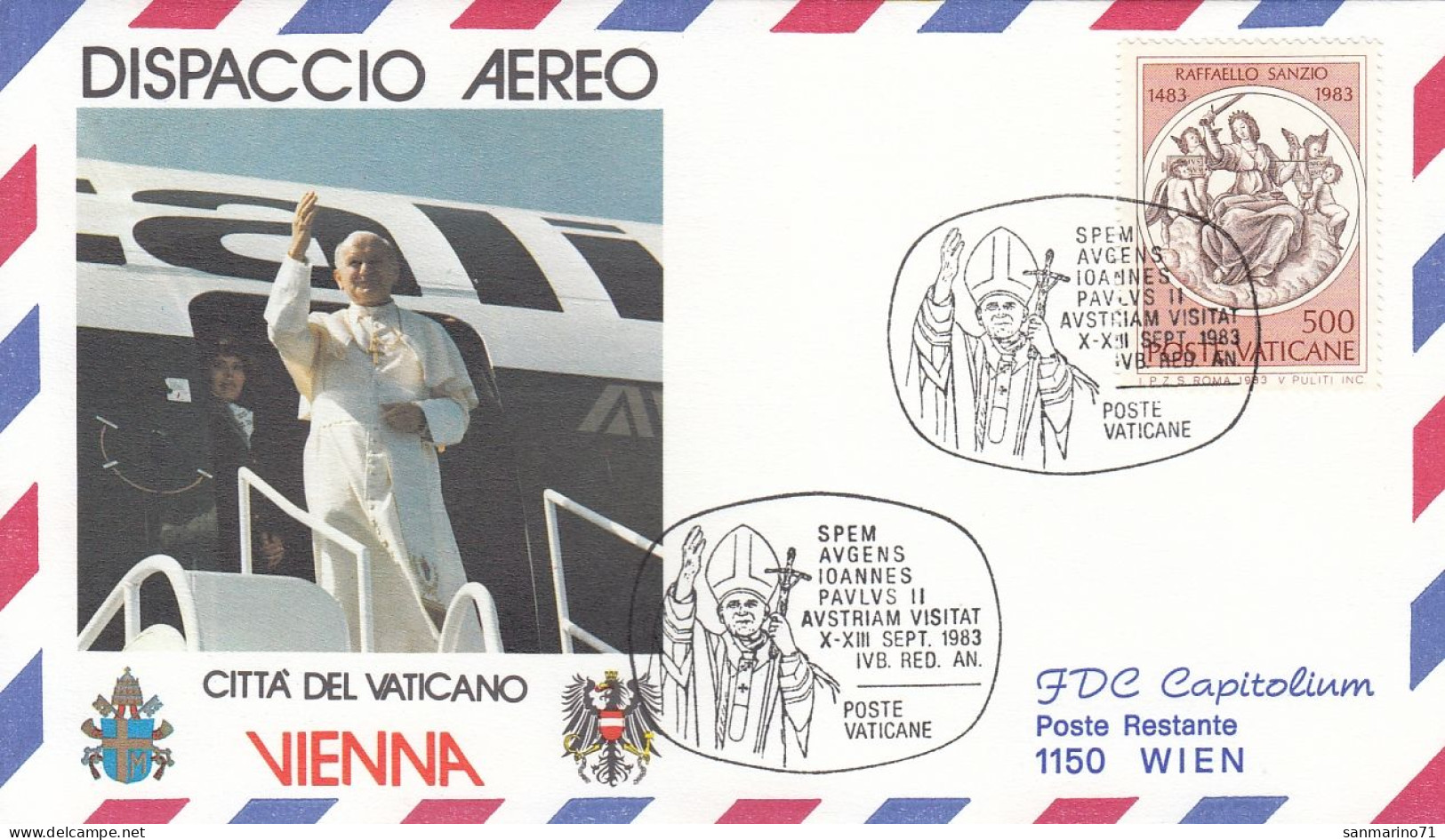 VATICAN Cover 3-41,popes Travel 1983 - Brieven En Documenten