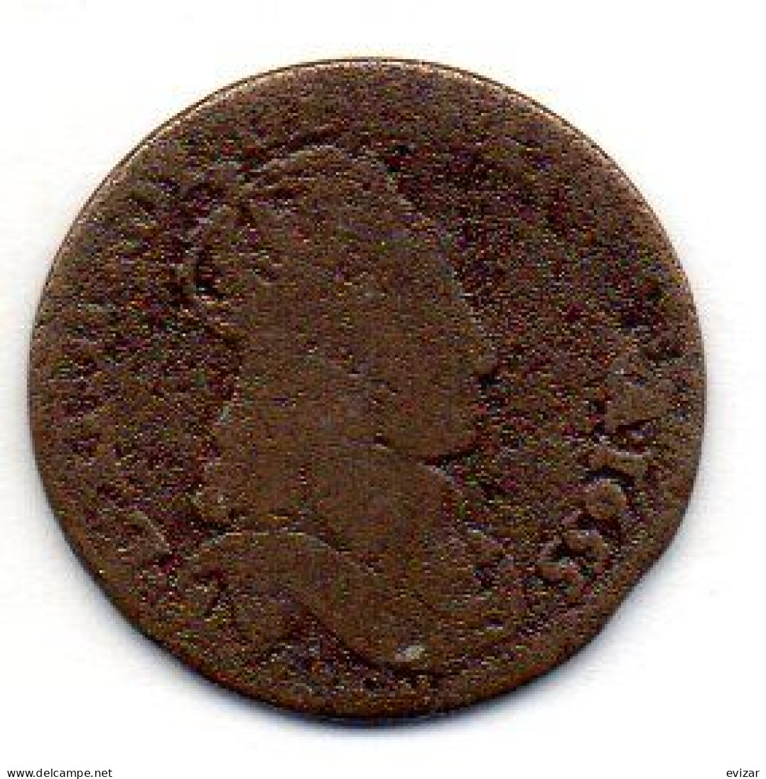 FRANCE, 1 Liard, Copper, Year 1655-B, KM # 192.2 - 1643-1715 Lodewijk XIV De Zonnekoning