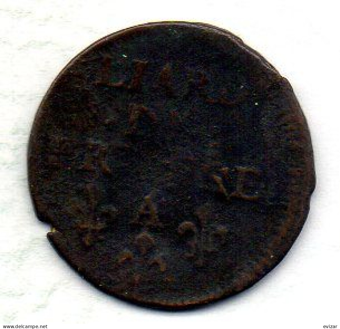 FRANCE, 1 Liard, Copper, Year 1655-A, KM # 192.1 - 1643-1715 Luis XIV El Rey Sol