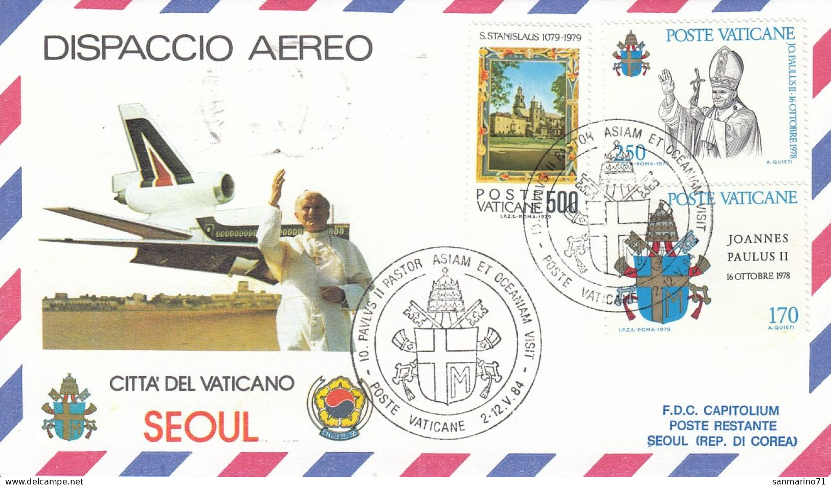 VATICAN Cover 3-50,popes Travel 1984 - Brieven En Documenten