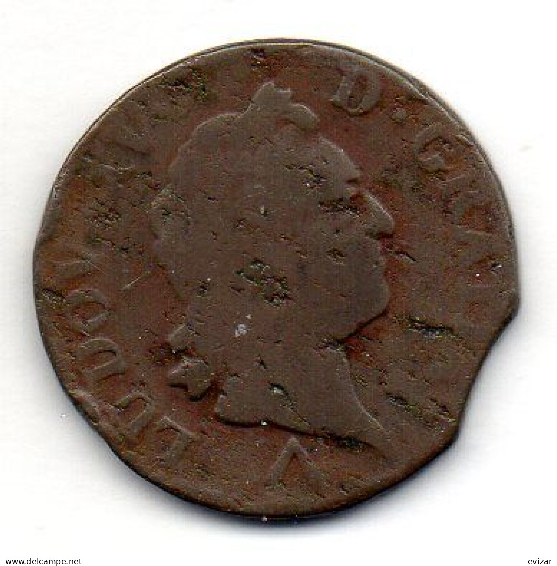 FRANCE, 1 Sol, Copper, Year 1773-A, KM # 10.1 - 1715-1774 Louis  XV The Well-Beloved