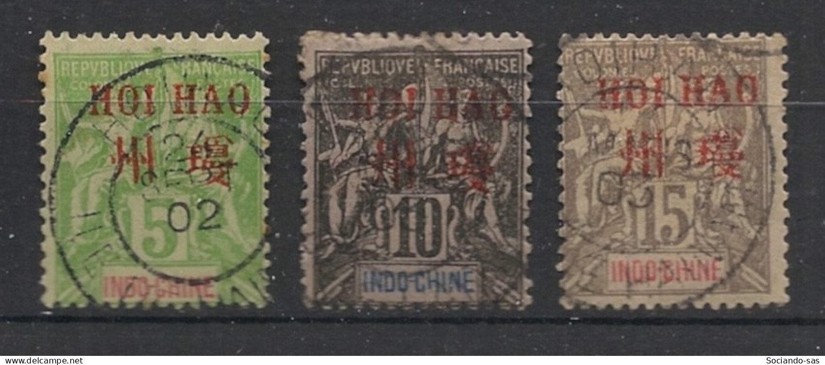 HOI-HAO - 1901 - N°YT. 4 - 5 - 6 - Type Groupe 5c / 10c / 15c - Oblitéré / Used - Gebraucht