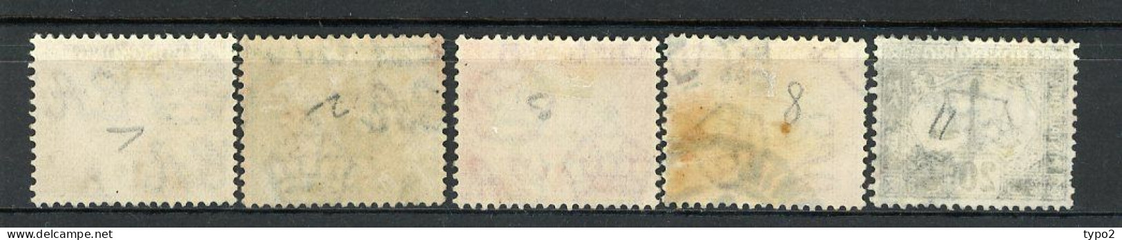 H-K  TAXE Yv. N° 1,2,3,8,11 SG N°D1,2,3,8,11 (o) 1,2,4,6,20c Cote 27 Euro BE   2 Scans - Timbres-taxe