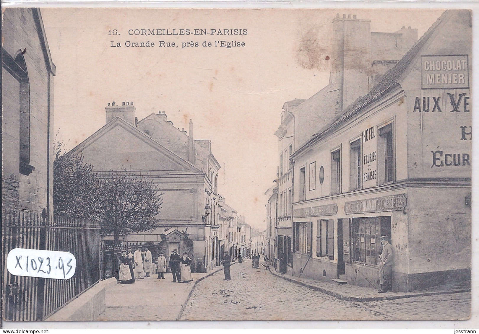 CORMEILLES-EN-PARISIS- LA GRANDE RUE- PRES DE L EGLISE- CAFE BAGUERRE ET EPICERIE CHAUMONT - Cormeilles En Parisis