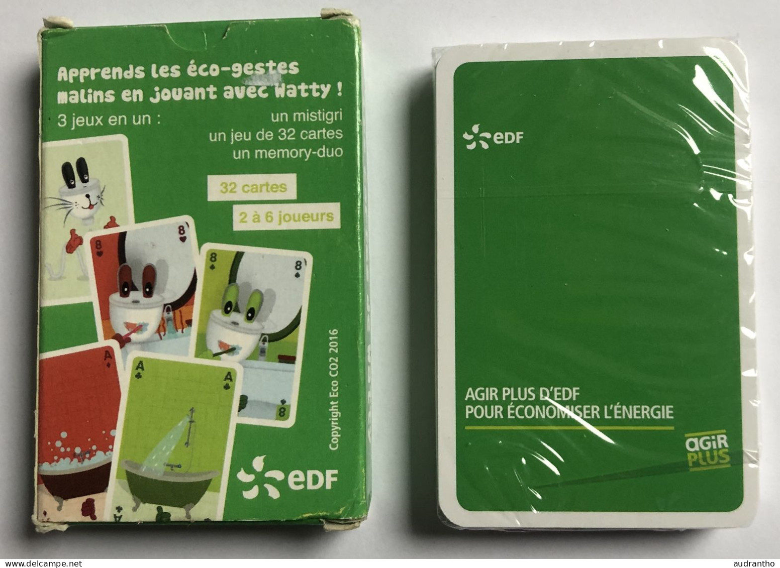 Jeu De 32 Cartes Publicitaire Rare EDF 2016 Les Cartes De Watty - Mistigri Et Memory-duo - Les éco-gestes - 32 Kaarten