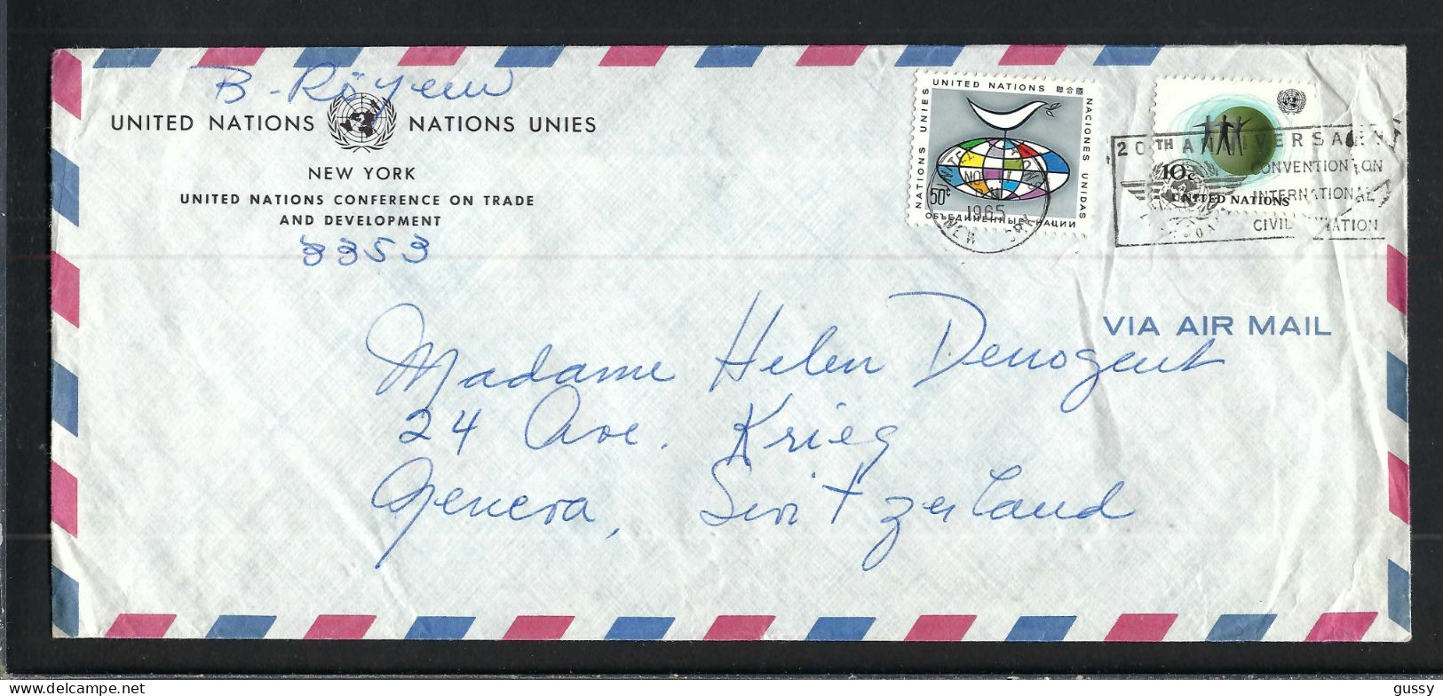 NATIONS UNIES Ca.1965: LSC De New York à Genève (Suisse) - Covers & Documents
