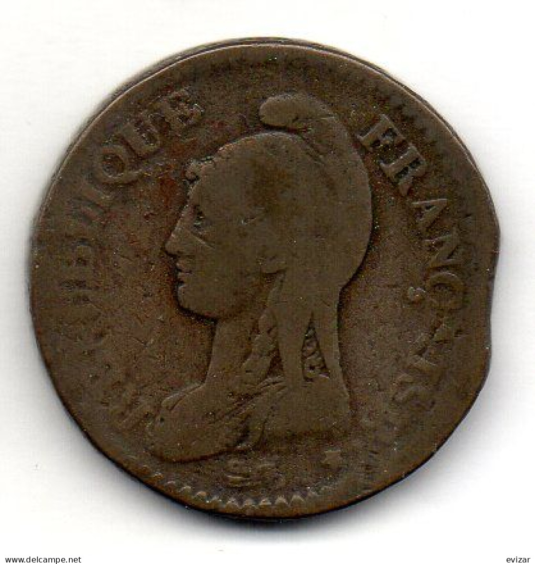 FRANCE, 1 Decime, Copper, Year L' An 5-A, KM # C132.1 - 1792-1804 1ère République (An I – An XII)