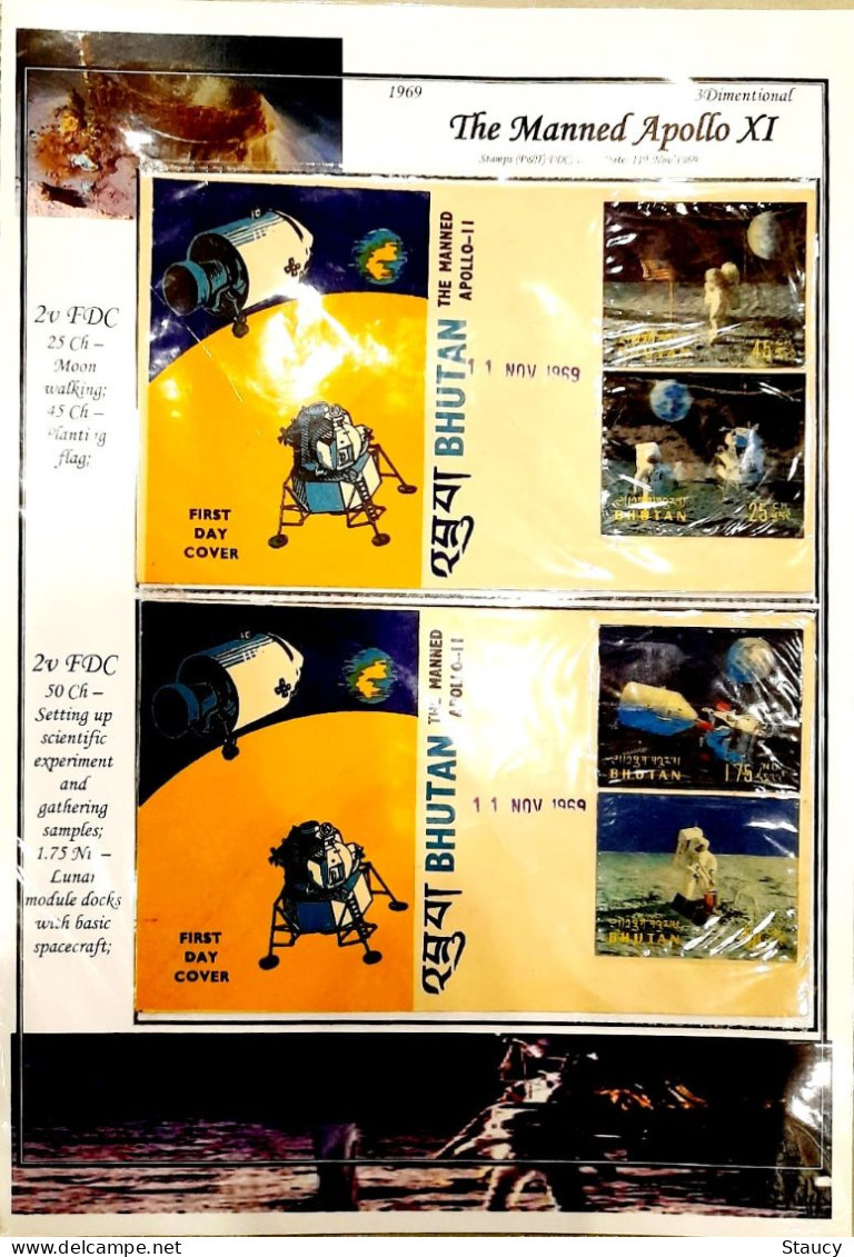 BHUTAN 1969 COLLECTION Of 3d APOLLO XI Brochure+ Souvenir Sheet+ 6 Off FDC's+agency FDC+ 3 Agency SS FDC+ 3 Regd Covers - Sammlungen