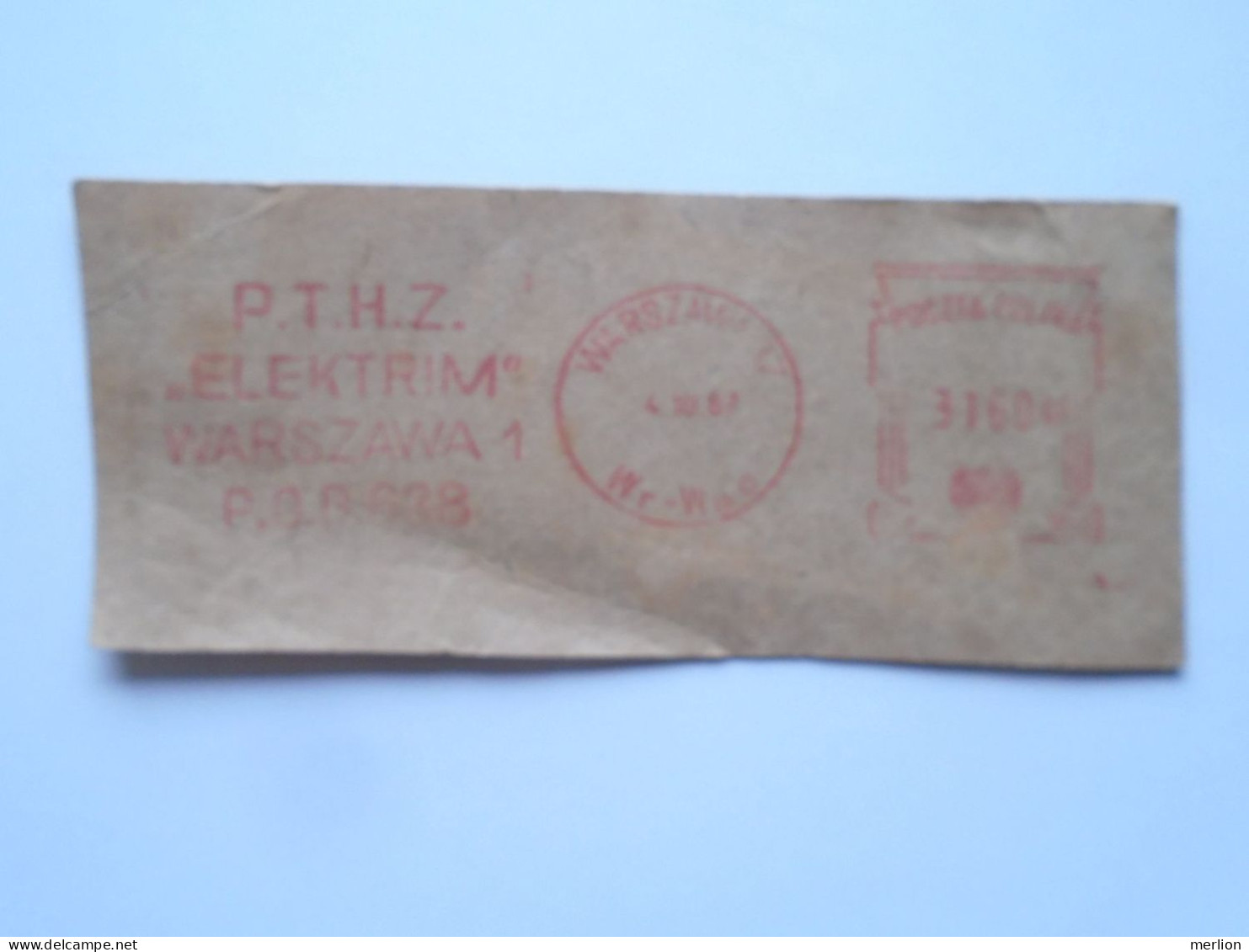 D200442  Red Meter Cut - EMA - Freistempel    Poland Polska  1967  P.T.H.Z. Elektrim  Warszawa  -Electro - Franking Machines (EMA)