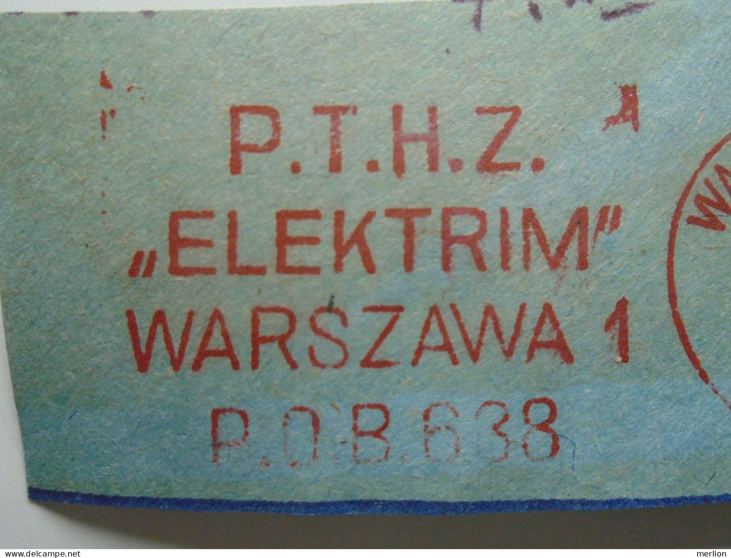 D200443  Red Meter Cut - EMA - Freistempel    Poland Polska  1971  P.T.H.Z. Elektrim  Warszawa  -Electro - Macchine Per Obliterare (EMA)