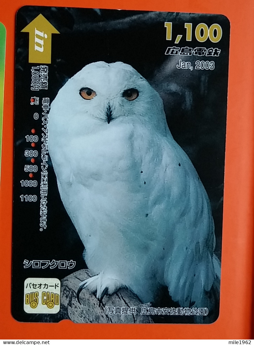 T-181 - JAPAN -JAPON, NIPON, Carte Prepayee - Bird, Oiseau, Owl, Hibou - Eulenvögel