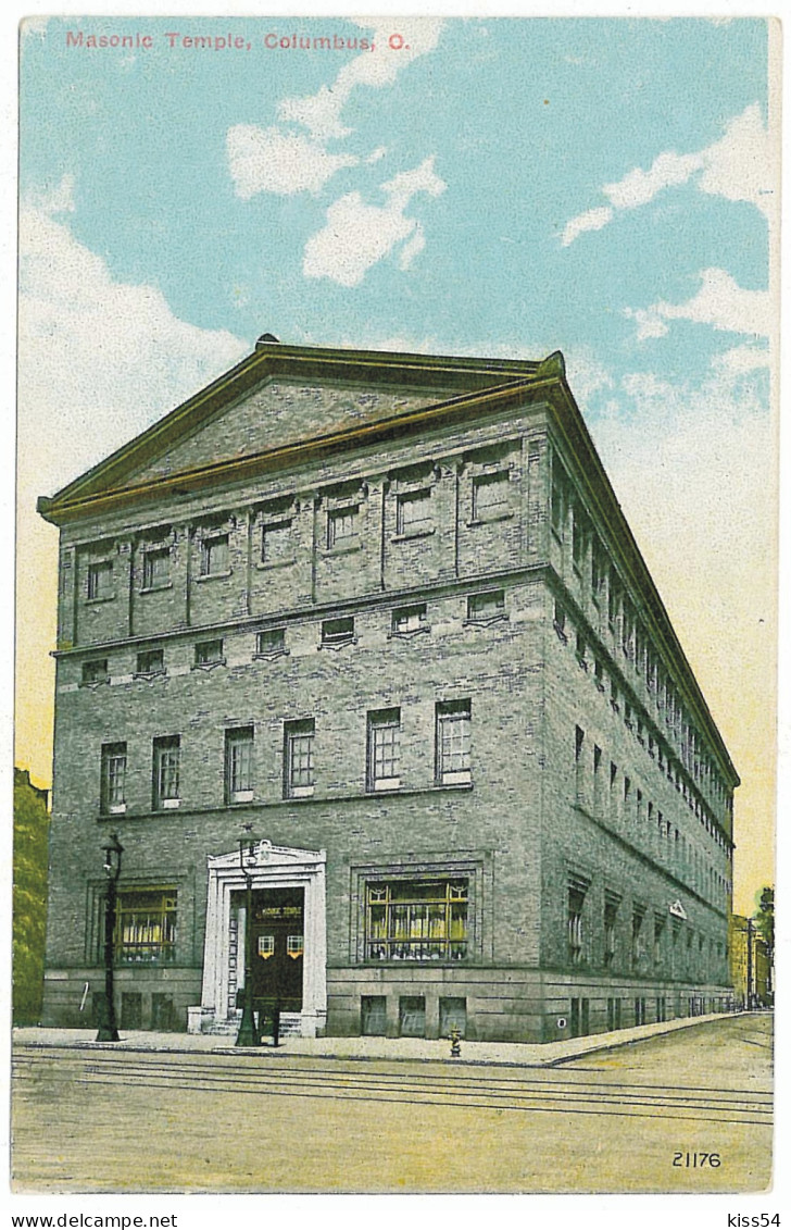 US 23 - 5552 Columbus, Freemansonry, MASONIC TEMPLE - Old Postcard - Unused - Columbus