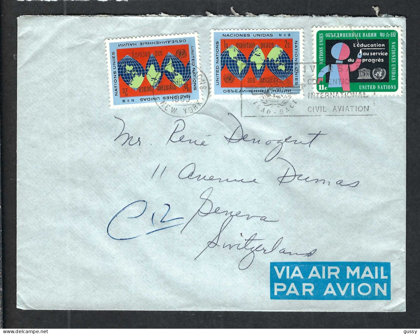 NATIONS UNIES Ca.1965: LSC De New York à Genève (Suisse) - Lettres & Documents