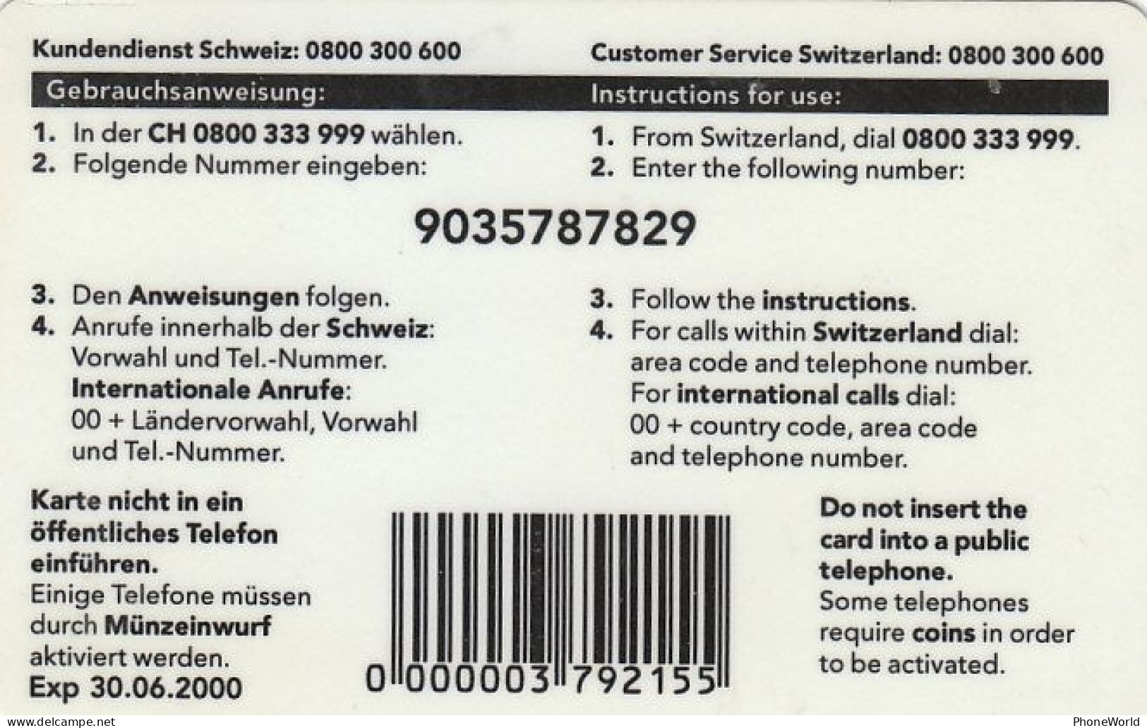 Swiss, DiAx Prepaid German-english Exp 06.2000, Frohe Weihnachten, Merry Christmas, RRR - Switzerland