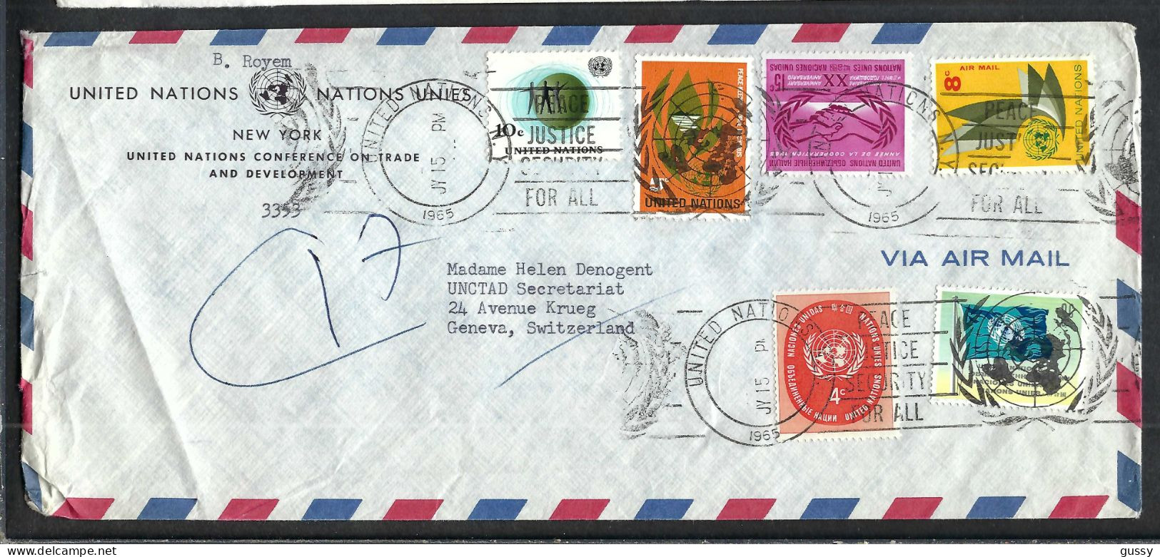 NATIONS UNIES Ca.1965: LSC De New York à Genève (Suisse) - Covers & Documents