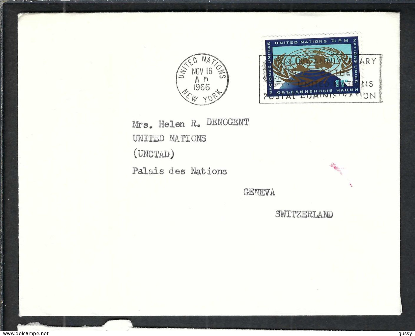 NATIONS UNIES Ca.1966: LSC De New York à Genève (Suisse) - Lettres & Documents