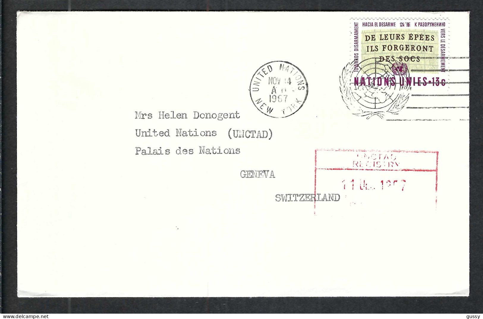 NATIONS UNIES Ca.1967: LSC De New York à Genève (Suisse) - Storia Postale