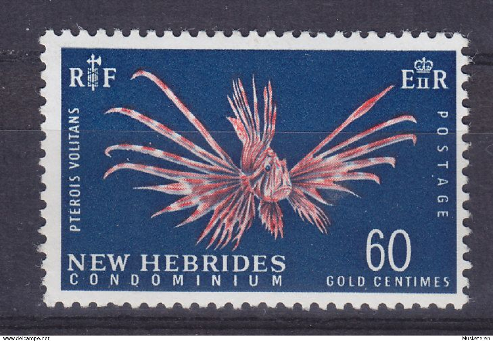 New Hebrides 1967 Mi. 262, 60c. Einheimische Fauna Red Lionfish Fisch Poisson Pterois Volitans, MH* - Ungebraucht