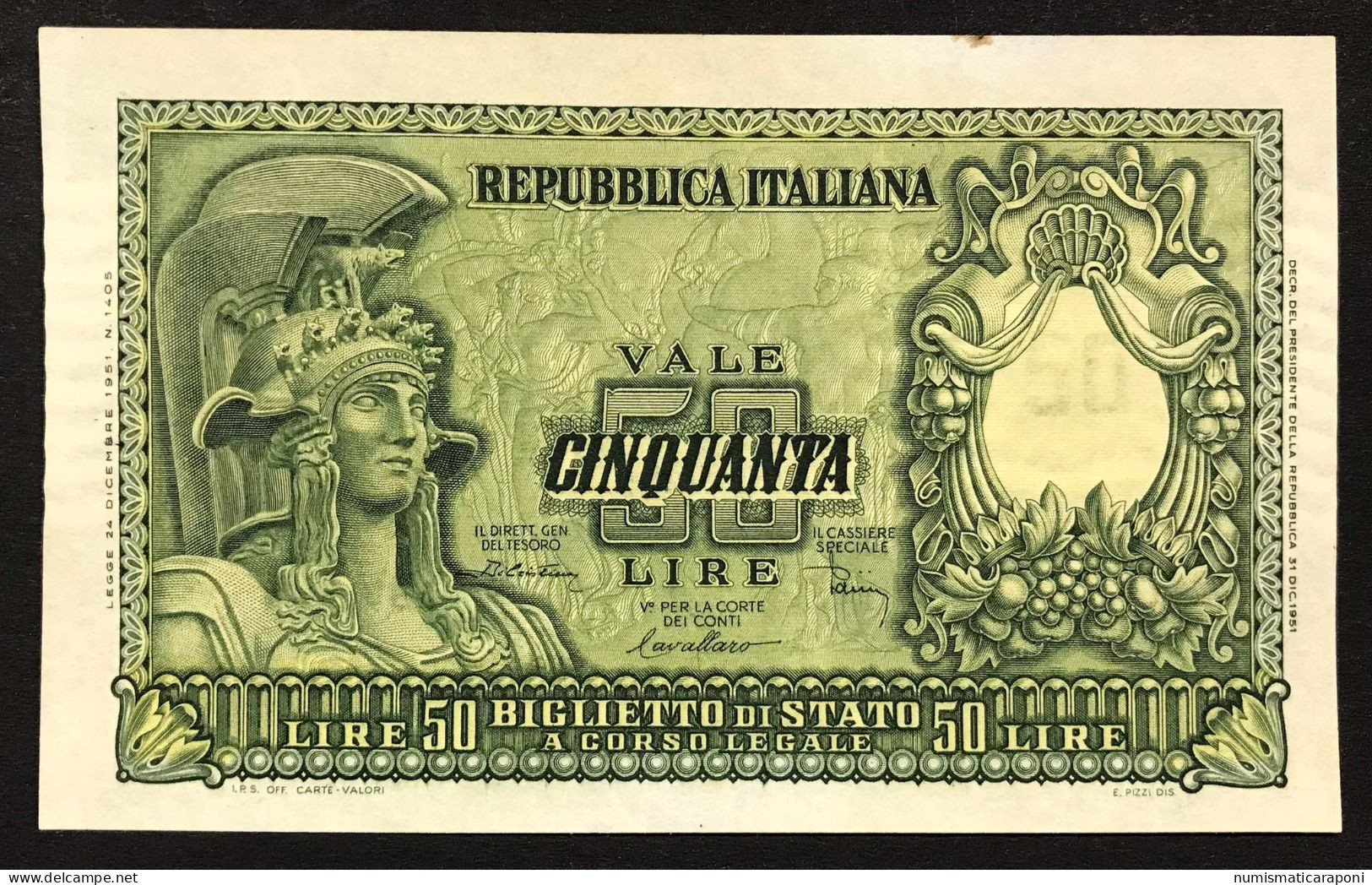 50 Lire Italia Elmata 1951 Di Cristina Sup LOTTO 266 - 50 Lire