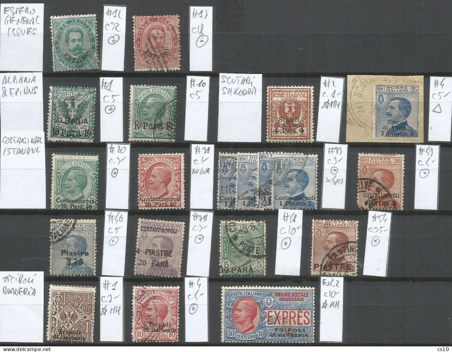 Italy Levante Levant Issues Small Lot Of Used/MH Stamps : Albania Epirus Scutari Costantinopel Tripoli Barberia - Emissions Générales