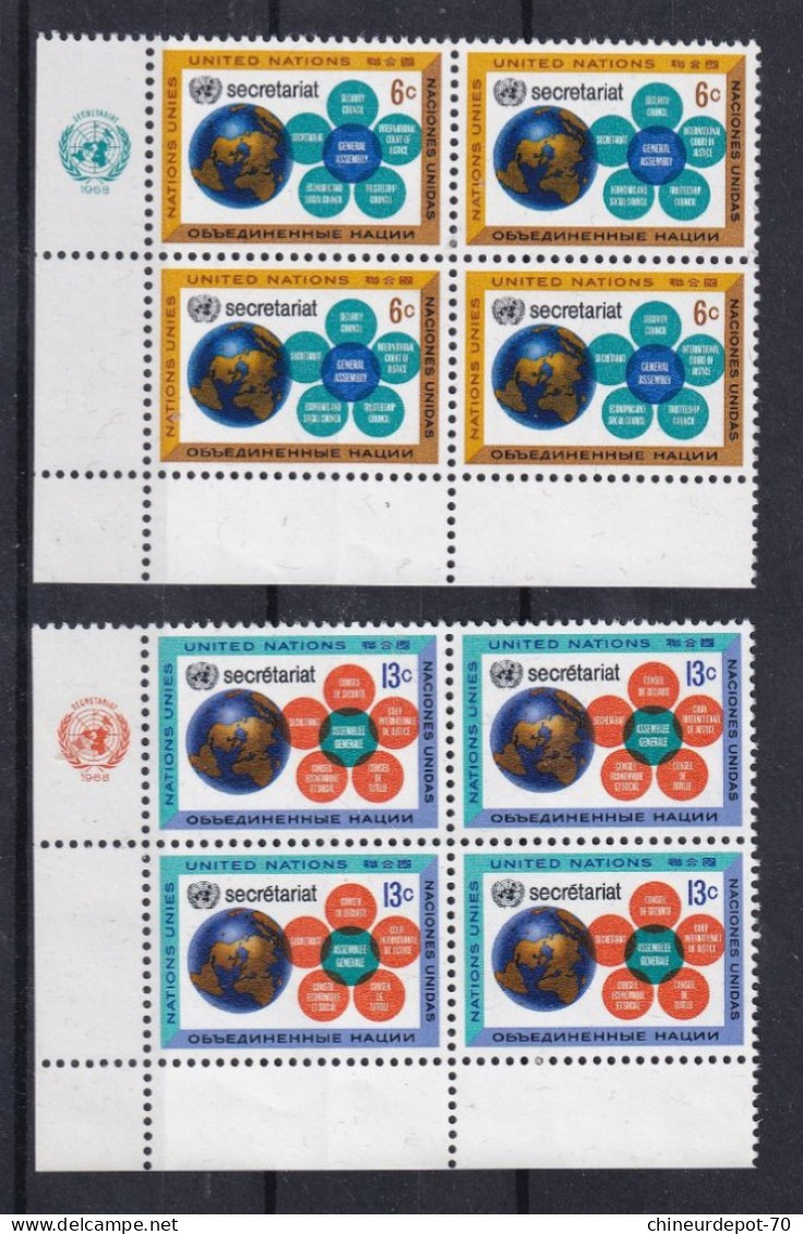 Nations Unies 1968 En Bloc De 4 Neufs Sans Charnières ** - Unused Stamps