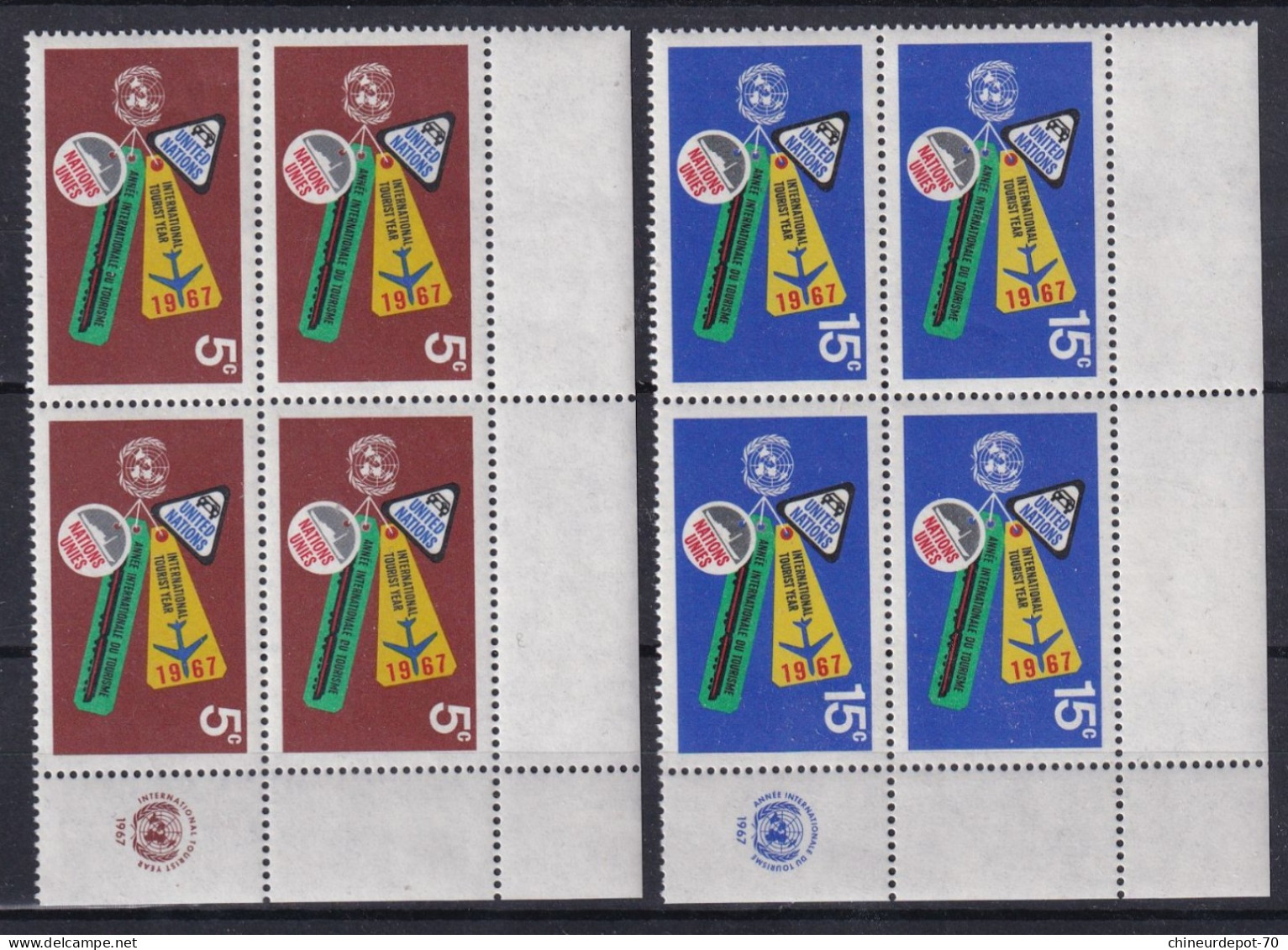 Nations Unies 1967 En Bloc De 4 Neufs Sans Charnières ** - Unused Stamps